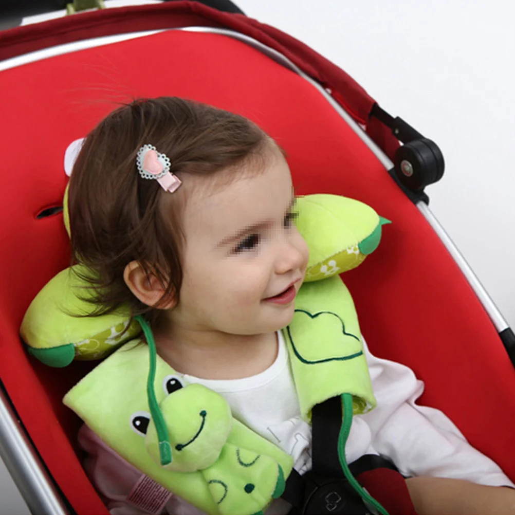 وسادة أمان لحماية كتف عربة الأطفال باللون الأخضر مناسبة عالميًا لغطاء حزام عربات التي تجرها الدواب