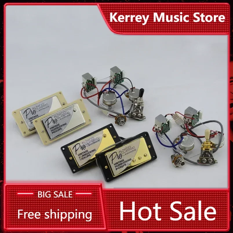

Hot Sale--1 Set Original Genuine Standard PRO Electric Guitar Alnico Humbucker Pickup Nickel / Gold Cover Guitar Accessories