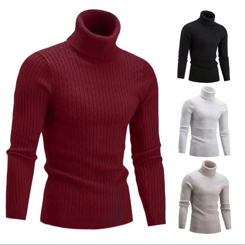 

2021 Men Knitted Sweater Winter Twist Turtleneck Male Knitted Sweater Long Sleeve All-matched Autumn Winter Men Sweater Pullover