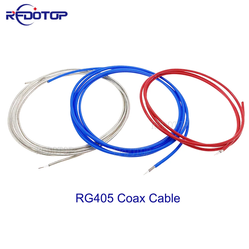 Blue/Red/Silver Semi-Flexible RG405 Cable High Frequency Test Cable 50ohm RF Coaxial Cable Pigtail Jumper 50CM-200M