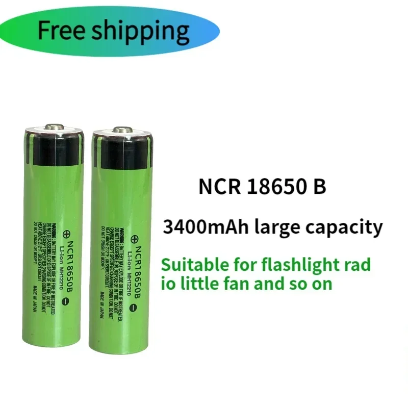 NCR18650 3400mAh Battery brand new original ncr18650b 34B 3.7V 18650 3400mah rechargeable lithium battery flashlight Tip battery