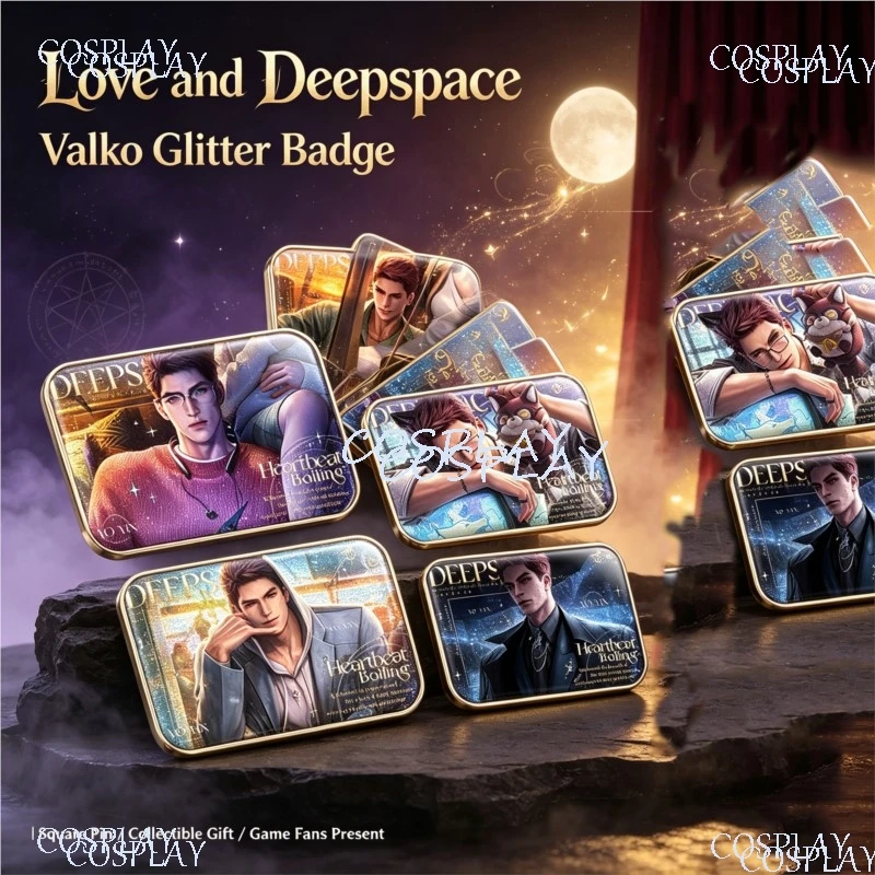 Valko Love and Deepspace New Aoyin Werewolf Night Chaser PV Double Flash Square Badge Reflective Pin Ita Bag Decor Cosplay Merch