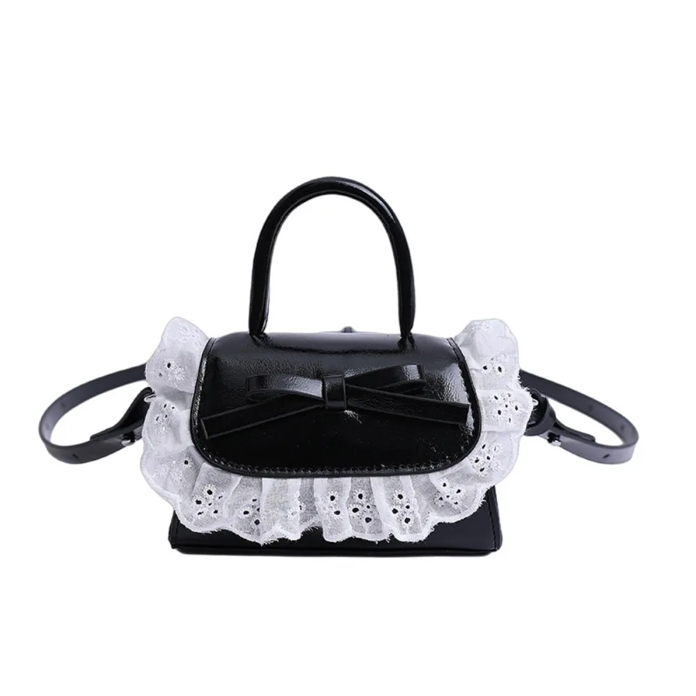 

Simple Ruffle Bow Coin Purses PU Leather Small Crossbody Wallet Sweet Square Shoulder Bag Clutch