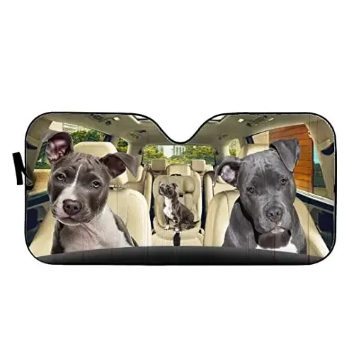 Auto Windshield Sun Shade Pitbull Dogs Windshield Sun Shade Foldable Pitbull Printing Sunshades for Car SUV Truck Heat Insulatio