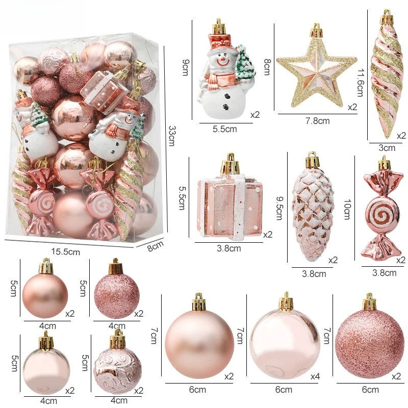 20/29Pcs Christmas Ball Christmas Tree Decoration Pendant Candy Vine Pinecone Jewelry Set Christmas Home Decoration Pendant Gift