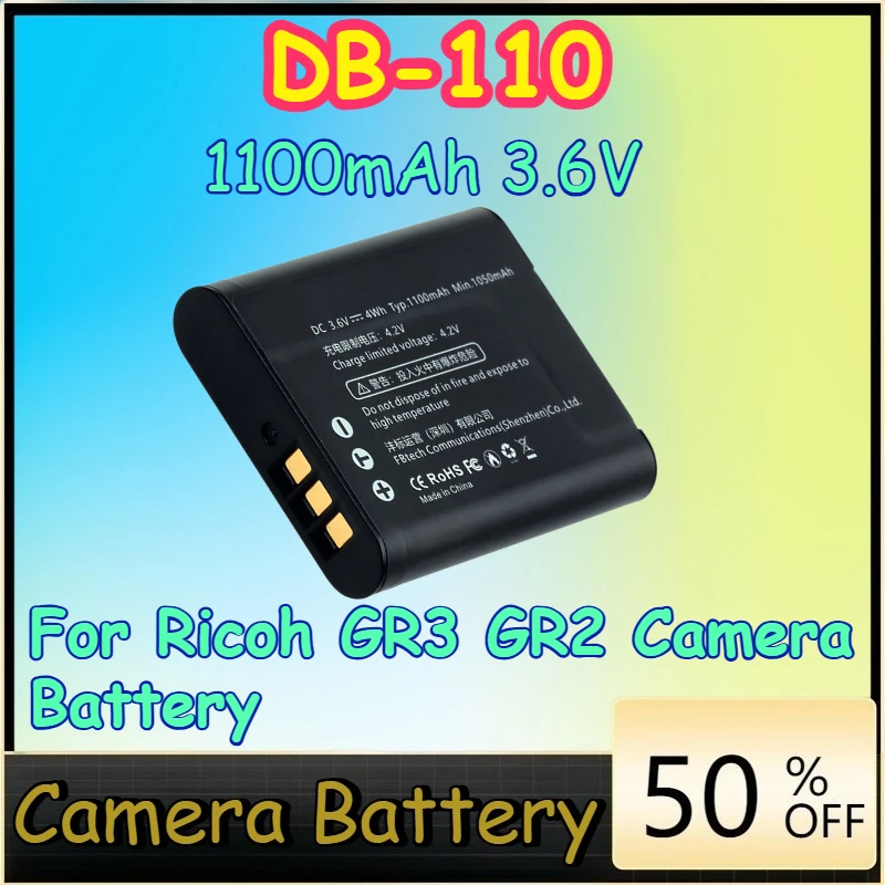 

DB-110 1100mAh 3.6V High-Quality in Stock Battery for Ricoh GR3 GR2 Camera Battery