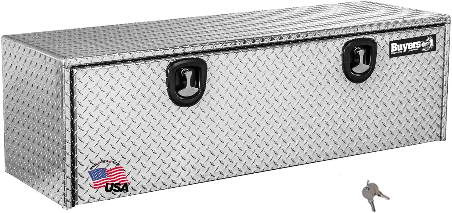 Diamond Tread Aluminum Underbody Truck Tool Box W/Compression Latch, 18 x 18 x 60 Inch, Made in the USA, Truck Box