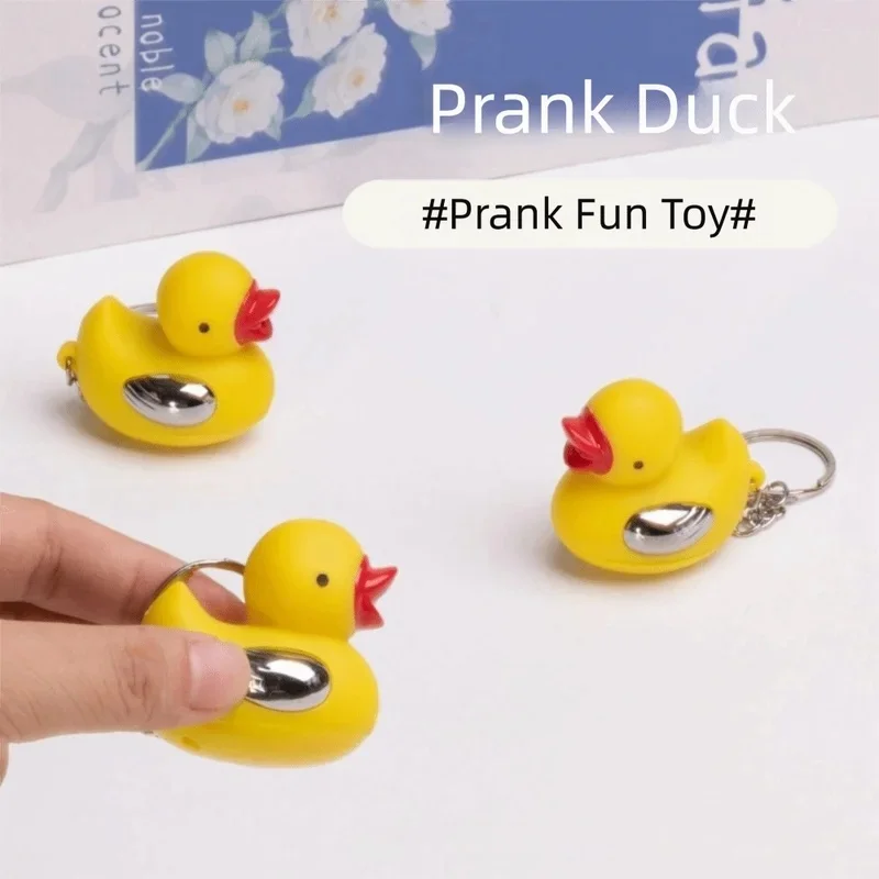 Safe Fun Prank Interactive Interesting Shocking Ducks Keychain Yellow Duck Funny Joke Gadget Home Decor