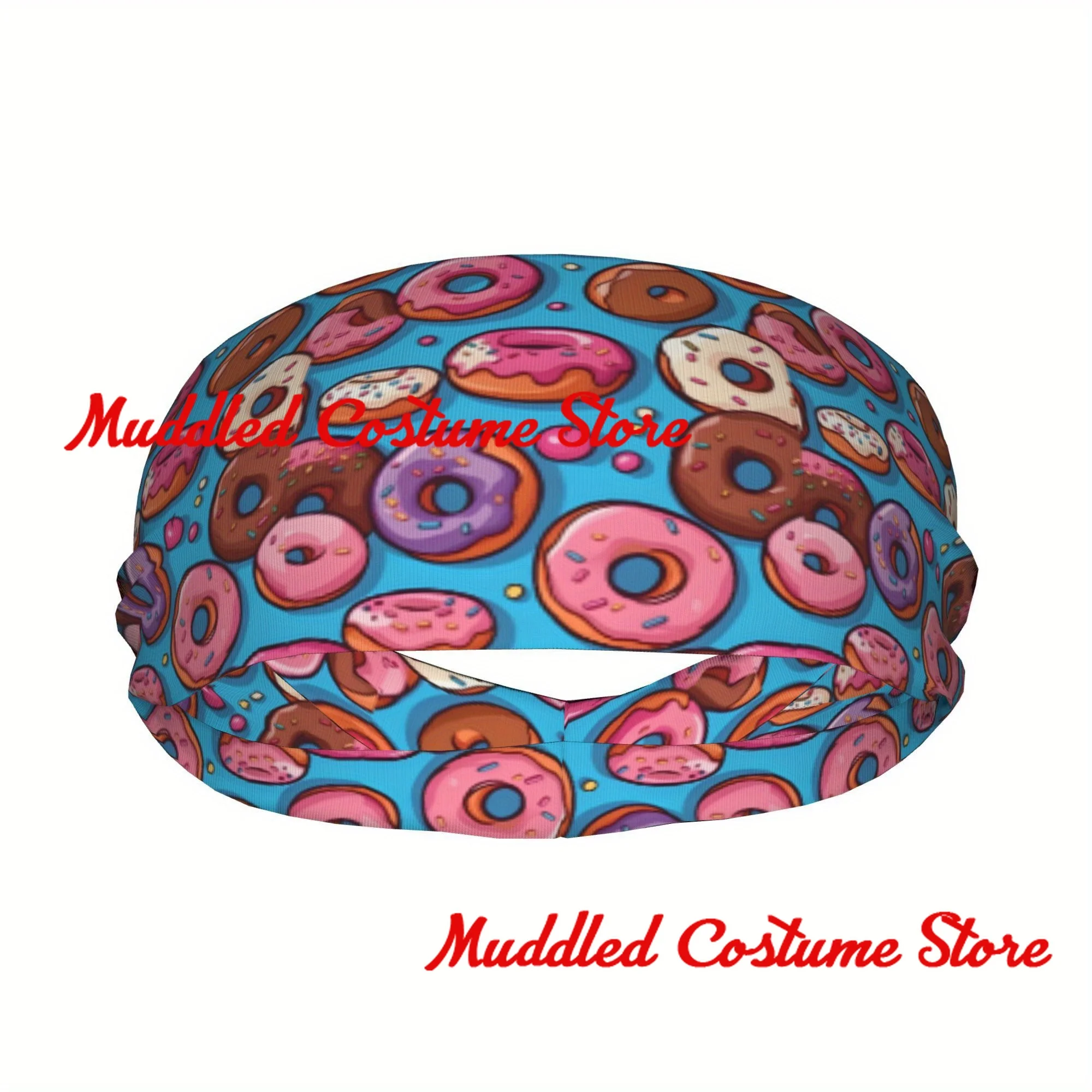 

Красочная повязка на голову с узором в виде пончика, спортивная эластичная повязка на голову для йоги и фитнеса, эластичная повязка на голову