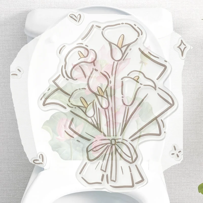 Watercolor Pink Lotus Toilet Stickers, Self-adhesive And Waterproof, Suitable For Bathroom Decoration.
