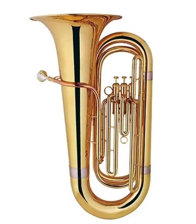 China Sinomusik Factory Bb Key Golden Lacquer Yellow Brass Marching Tuba Custom Logo Wholesale Price Musical Instruments