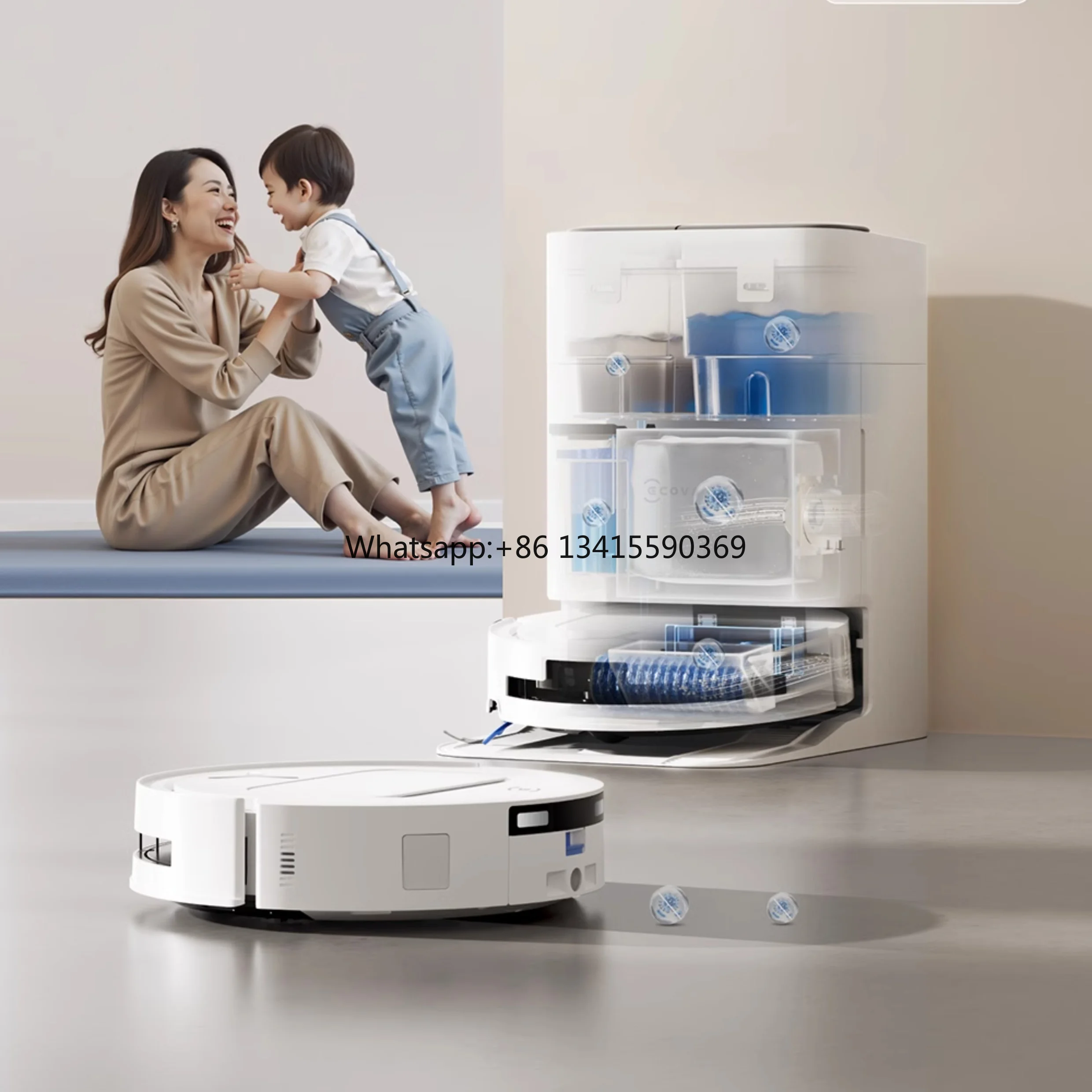 

For Ecovacs T80 Fully Automatic Intelligent Robot Vacuum Cleaner Wet Dry Cleaning Mopping Combo for Use Plastic Electr