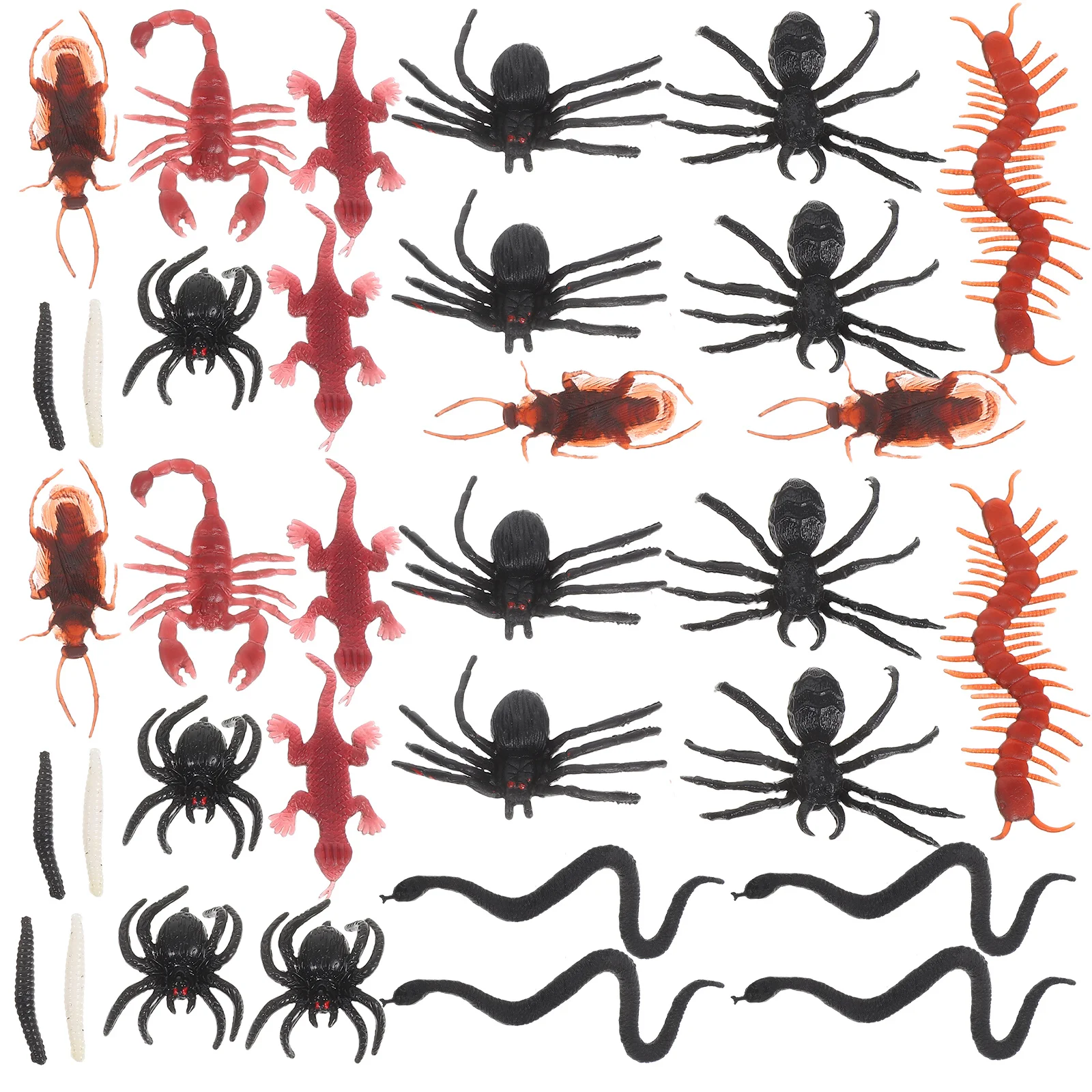 

148pcs Fake Spider Snake Worm Scorpion Gecko Decor Plastic Horror Props For Halloween April Fool'S Day Haunted House Prank