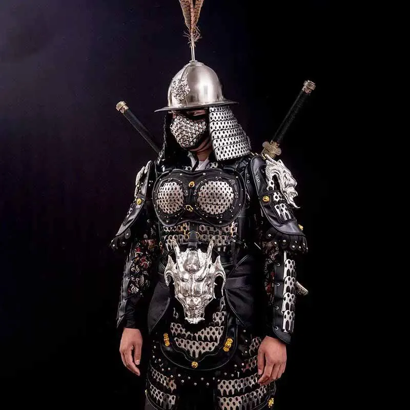 Trajes de armadura Real Medieval de 16KG para hombre, traje de guerrero de acero inoxidable negro y plateado, equipo de batalla Unisex, armadura Real para mujer