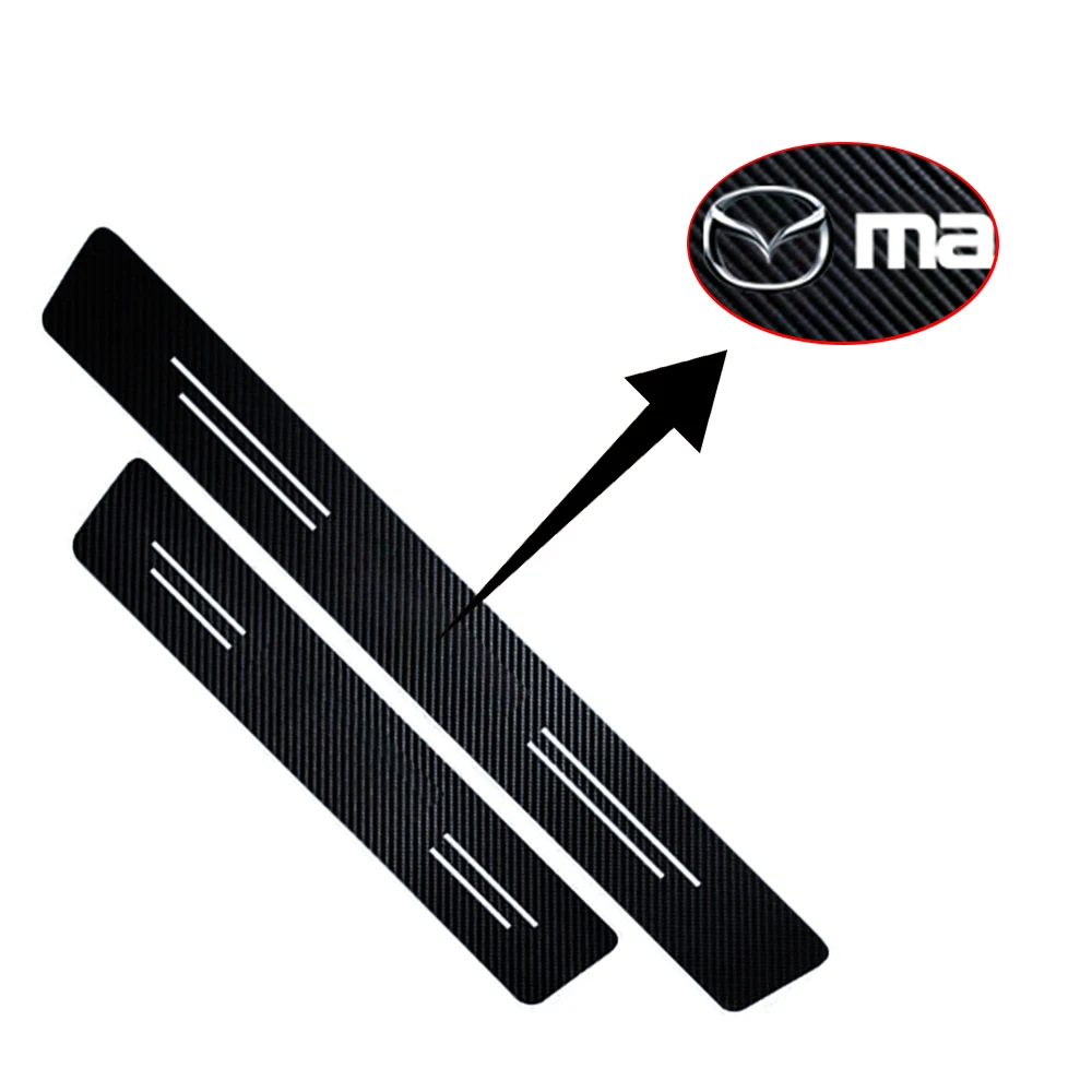 4Pcs Car Carbon Fiber Door Sill Protector Stickers for Mazda 3 CX3 CX4 CX5 CX7 CX8 CX9 CX30 RX7 Atenza Axela Auto Accessories