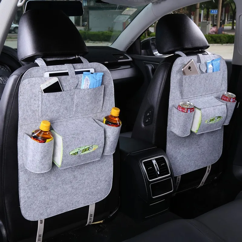 LazyChild-bolsa colgante de fieltro para asiento de coche, caja de almacenamiento para asiento de coche, accesorios para cochecito, bolsa de almacenamiento de viaje, envío directo