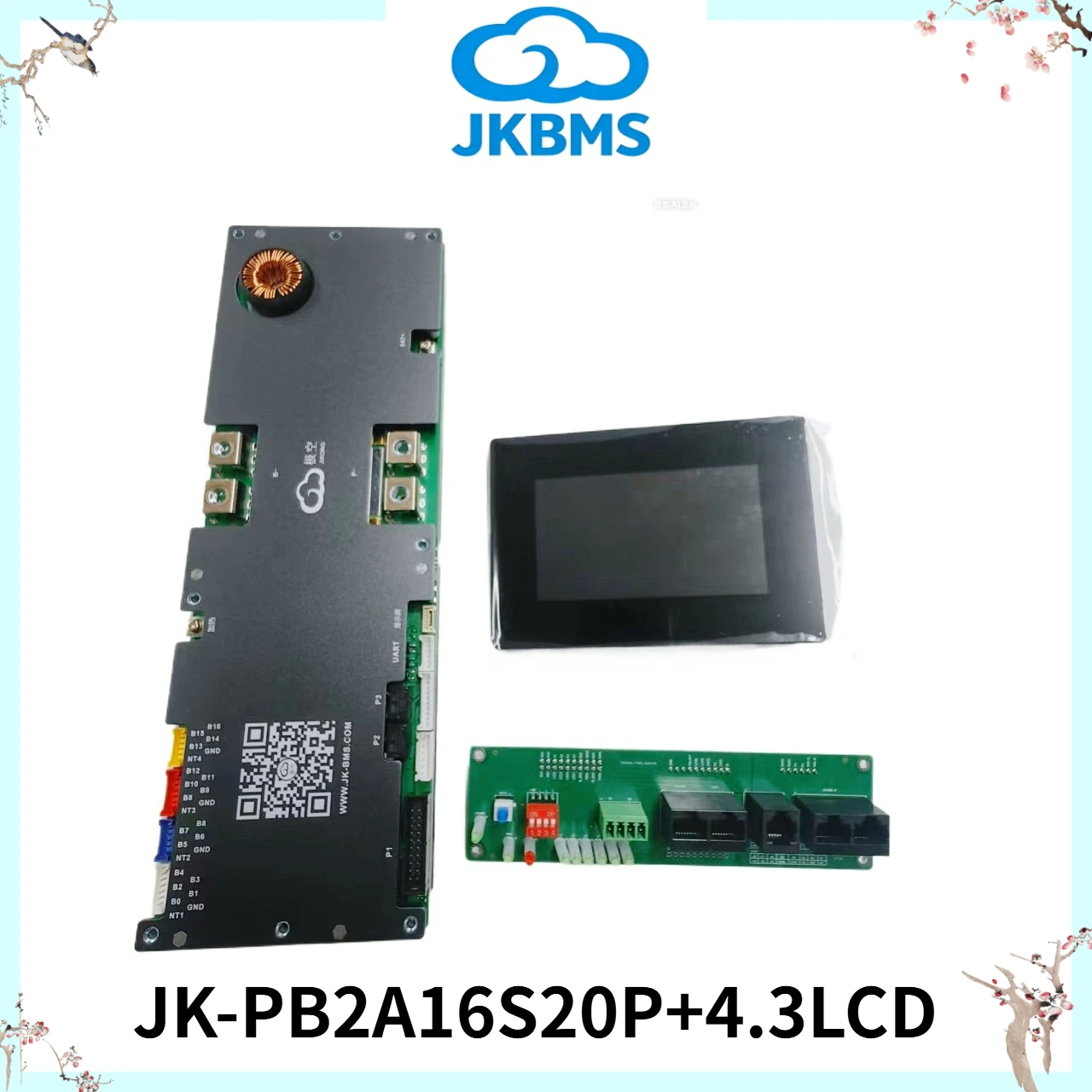 

JK Inverter BMS JK-PB2A16S20P+4.3LCD Active Balance Current 2A 16S 24V 48V LiFePo4 Li-Ion Battery 200A Household Energy TaiChang