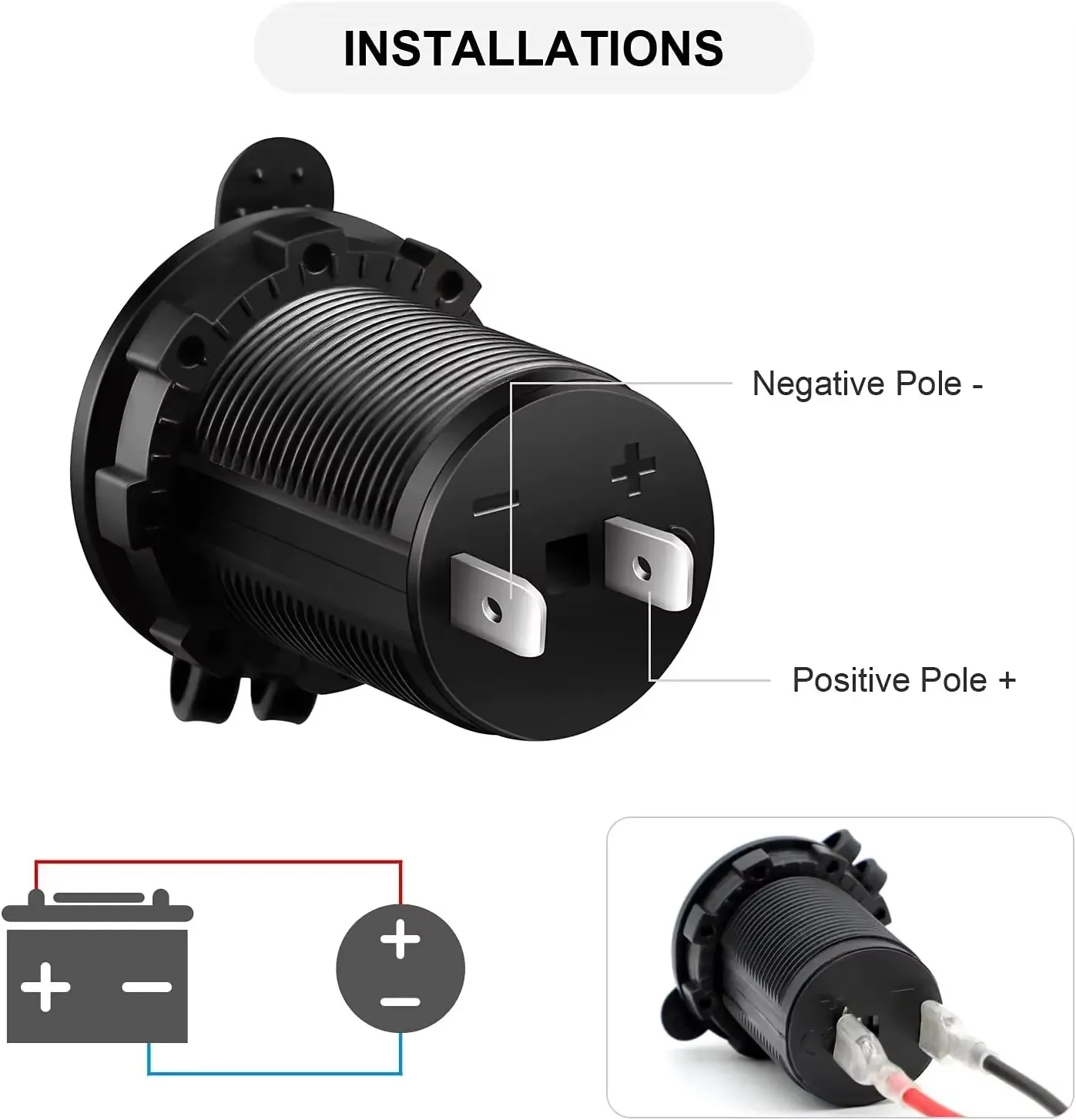 자동차 시가 라이터 소켓 12V 180W 어댑터 플러그 오토바이 시가 잭 멀티 소켓 해양 ... - 2