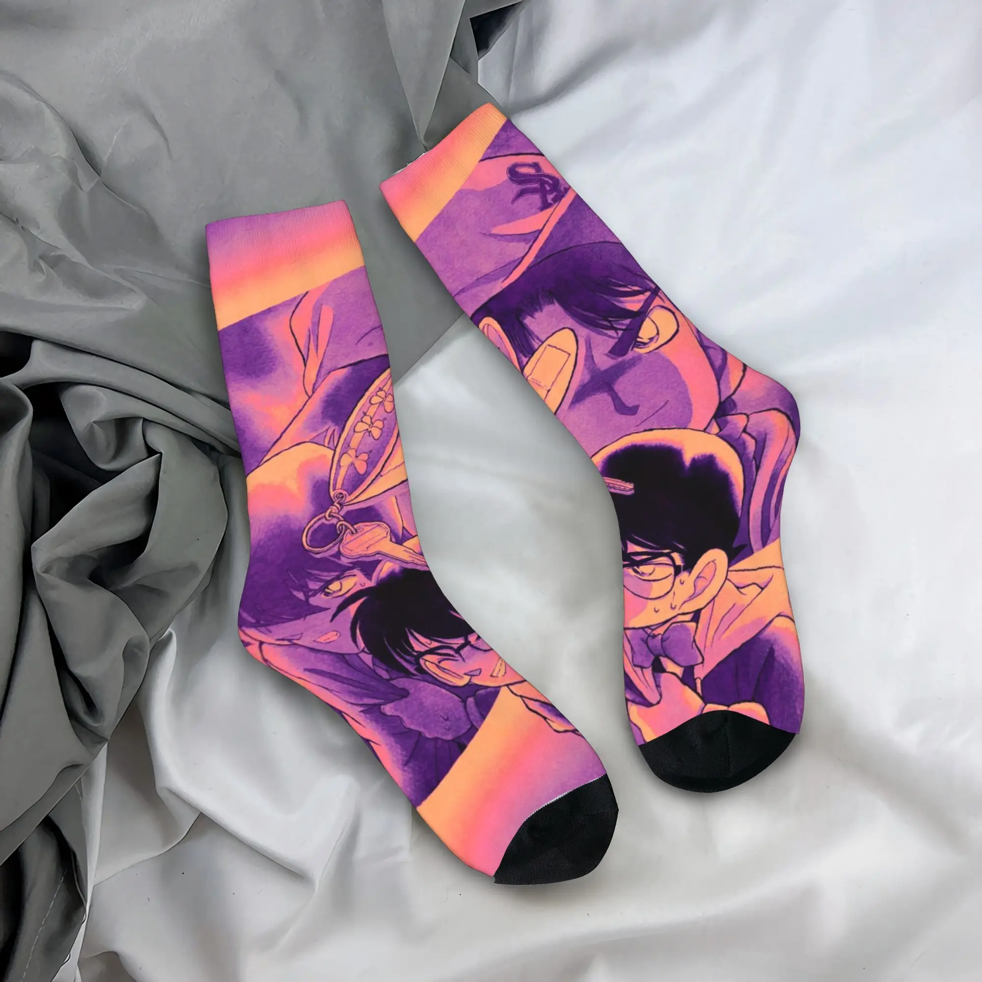 

Забавные носки с принтом аниме-детектива Конана для мужчин и женщин, эластичные, на лето, осень, зиму, укороченные