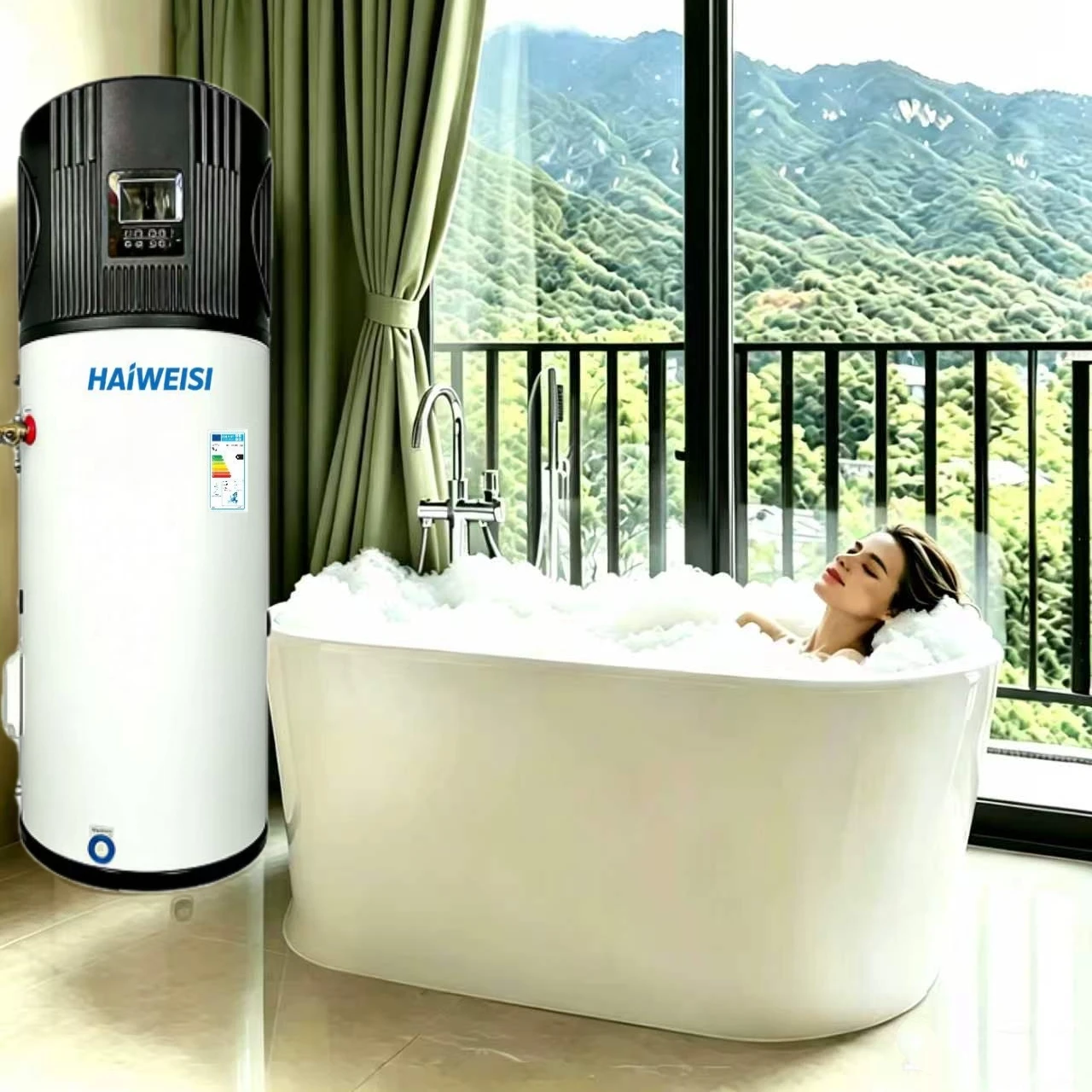 R290 200L 2.5KW Electric Outdoor High Efficiency App-Controlled Air Source Pump Storage Water Heater Class Energy Efficient