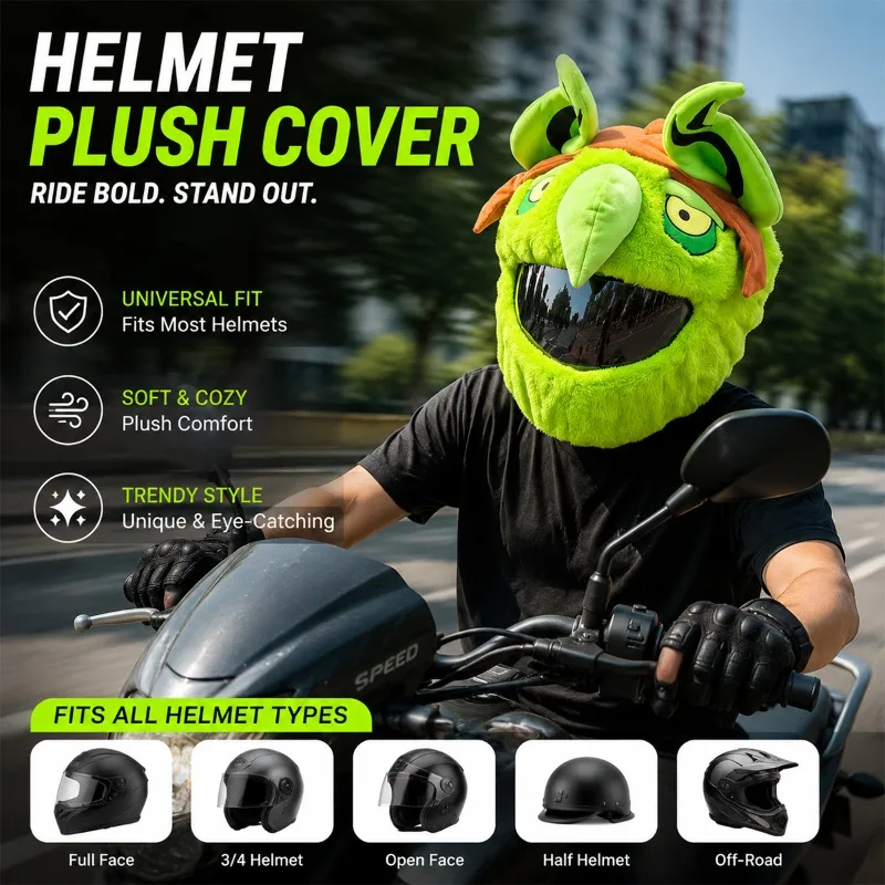Motorcycle Plush Helmet Cover Dust Protection Funny Helmet Cover Personalized Helmets Cover Motorcycle Accessorie