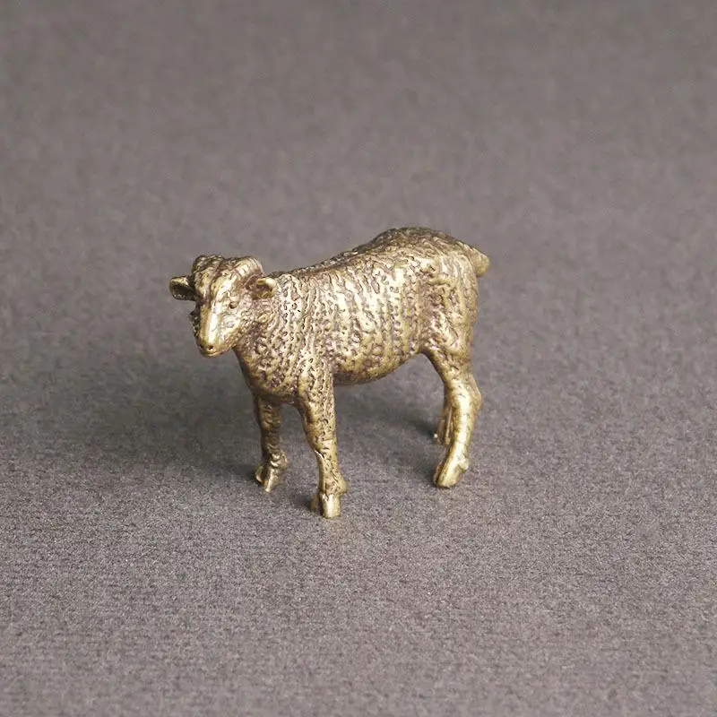 Copper Sheep Desktop Ornament Twelve Zodiac Zodiac Sheep Blessing Cultural Play Tea Pet Ornament Craft Old Bronze Ware New Deco
