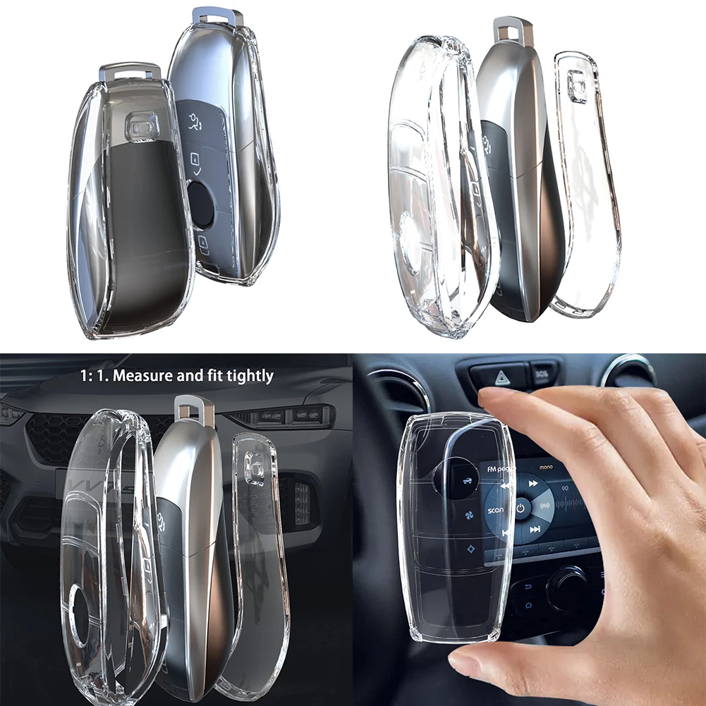 Transparent TPU Car Key Case Cover Holder Remote Fob Key Case Shell Protector For Mercedes S E Class E200 C260L Accessories