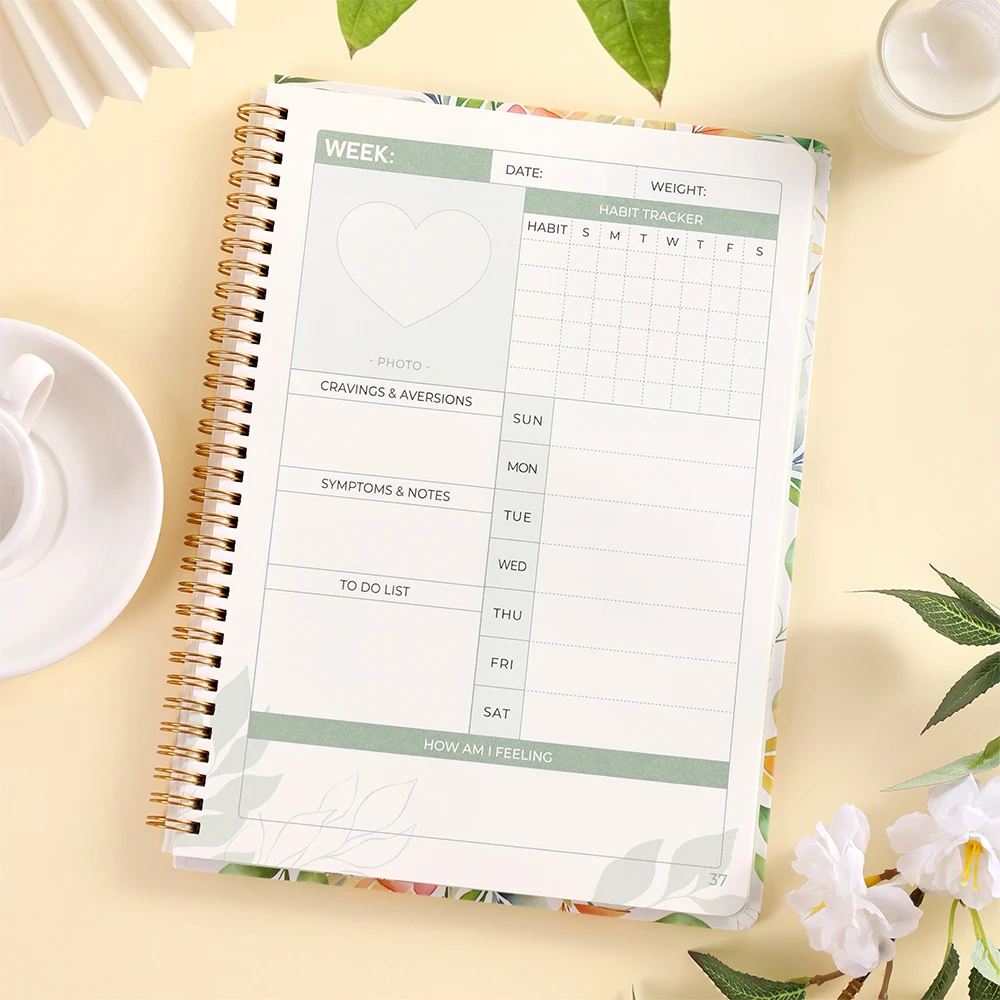 96 ورقة من كتاب الذاكرة لمجلة الحمل للأم في المرة الأولى مع تخطيط أسبوعي وملصقات مساحات Sonogram هدية مدروسة للطفل