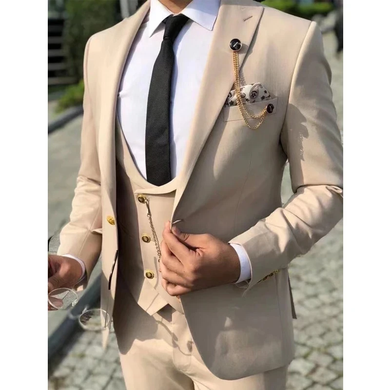 Men Suits Custom Slim Fit for Wedding 3 Piece Italian Style Groom Tuxedo Business Formal Suit