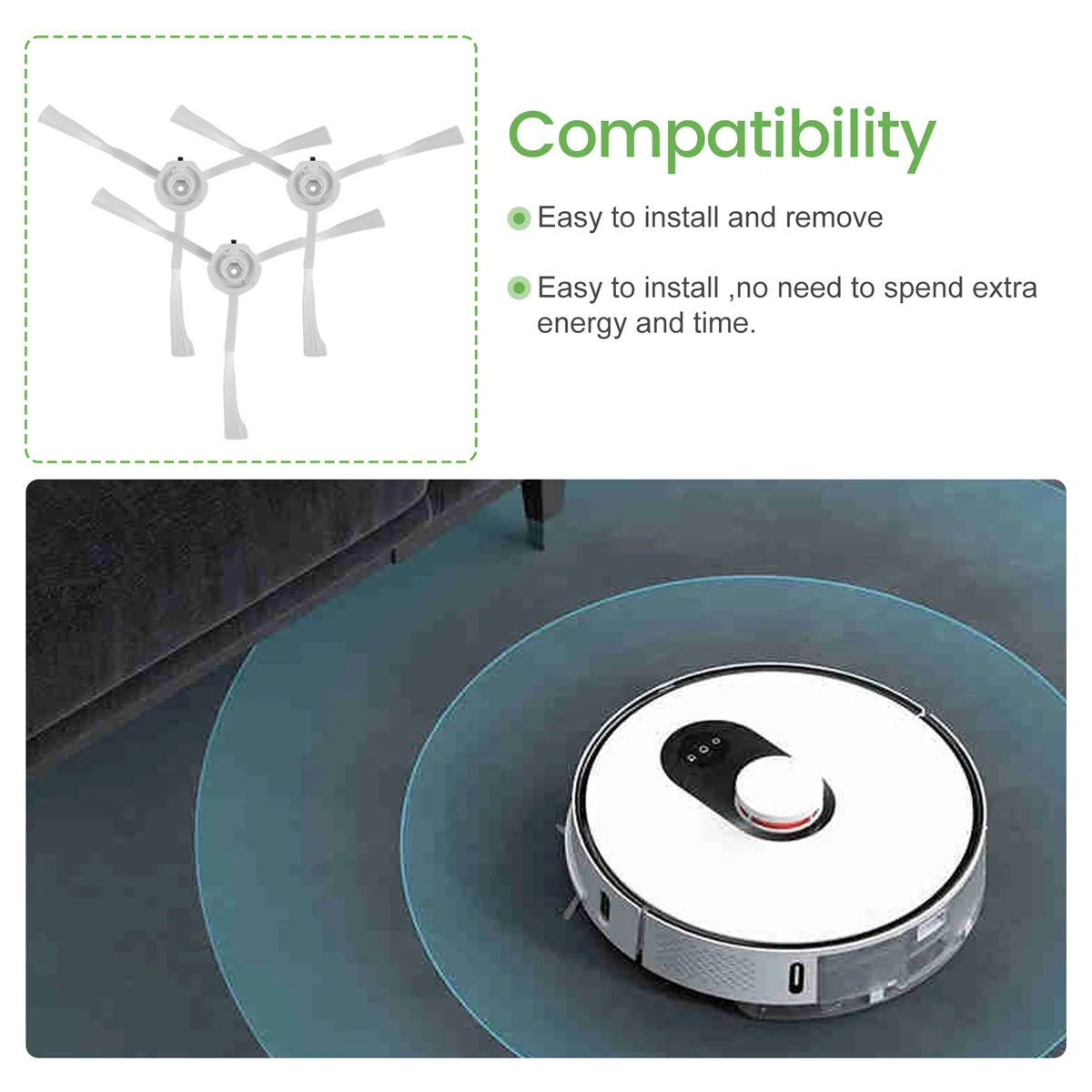 أطقم ملحقات بديلة لروبوت شاومي رويدمي إيفا ، مكنسة كهربائية ذاتية التنظيف ، SDJ06RM