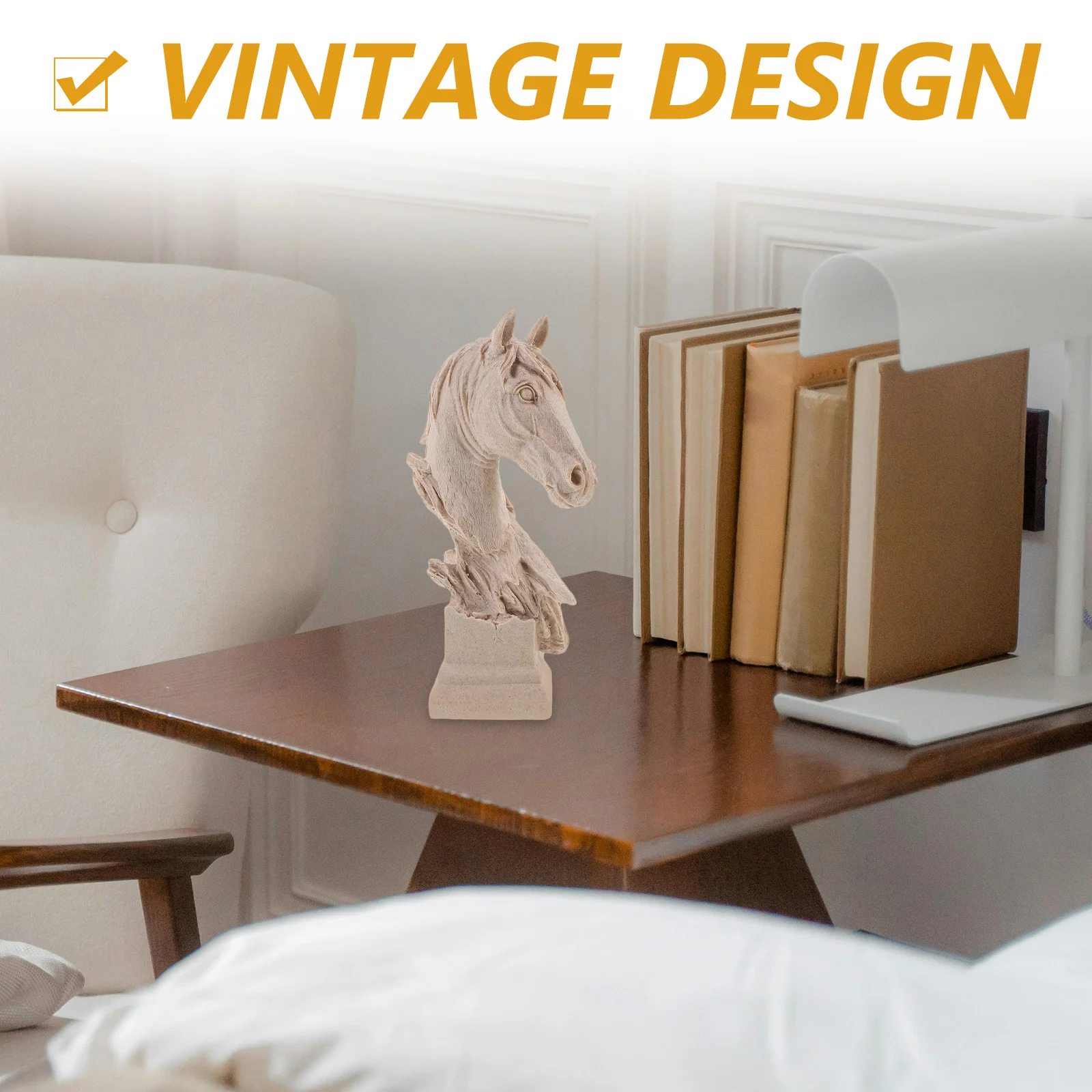 

Vintage Ornaments Horse Decor for Home Decorations Head Statue Figurine Room Sculpture