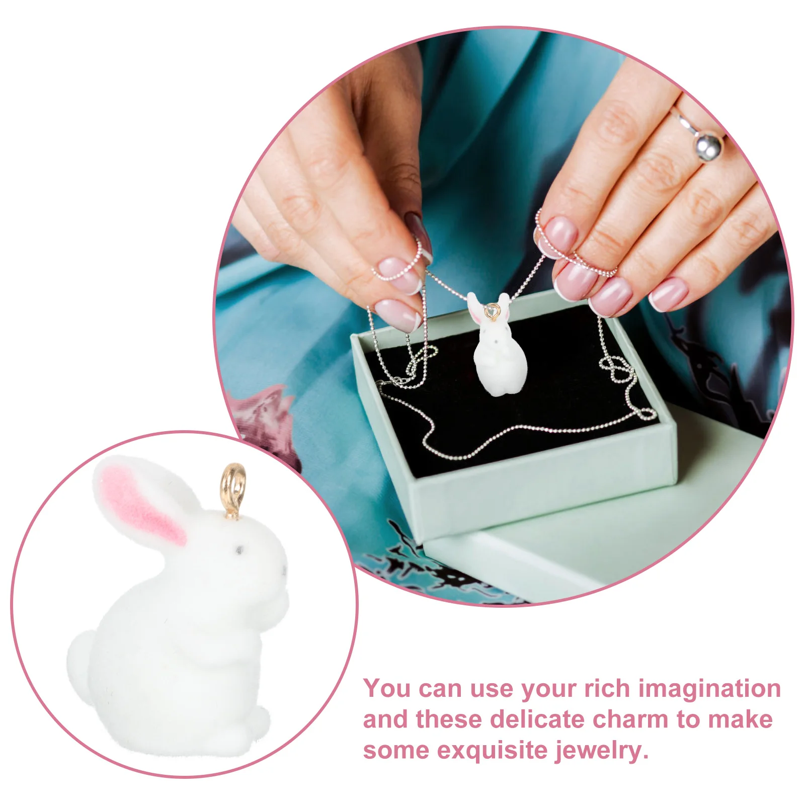 

10 Pcs Jewelry Simulation Rabbit Pendant Resin Animal Charms Pendants Diy Accessories Cute