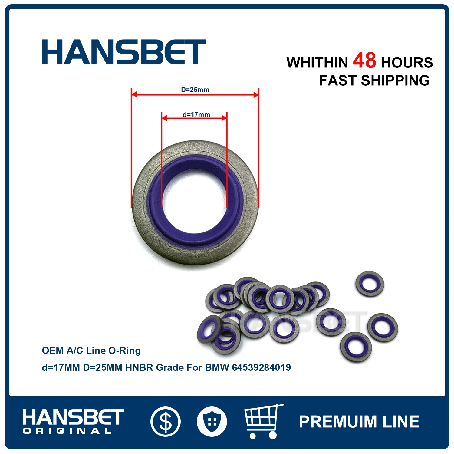 5PCS Genuine OEM A/C Line O-Ring 64539284019 For BMW 1 23 4 5 6 7 8 Series I3 I8 X3 X4 X5 X6 X7 Z4 MINI HANSBET