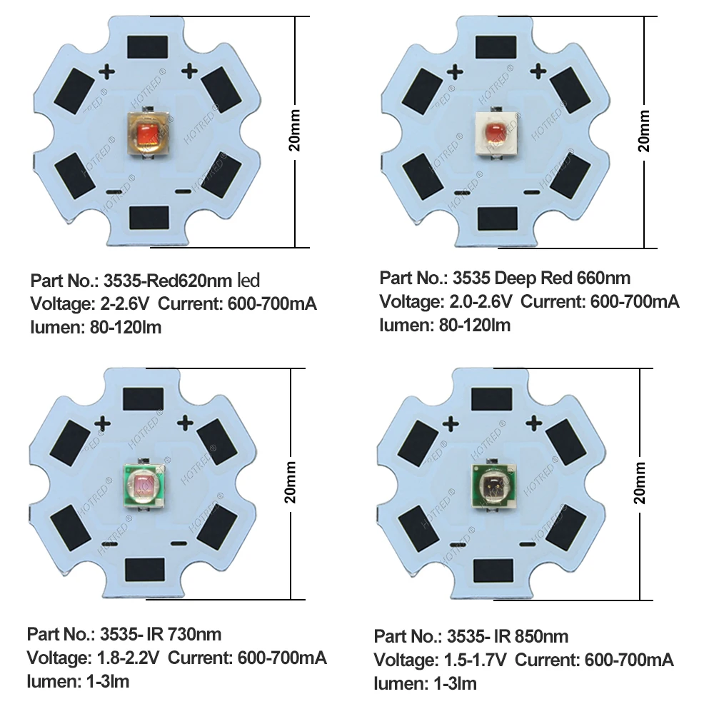 3W 3535 XPEE LED Chips Deep Red 660nm IR Infrared Red 730nm 850nm 940nm Beads+DC 1.2V-3.6V Torch Flashlight Current 20mm Driver