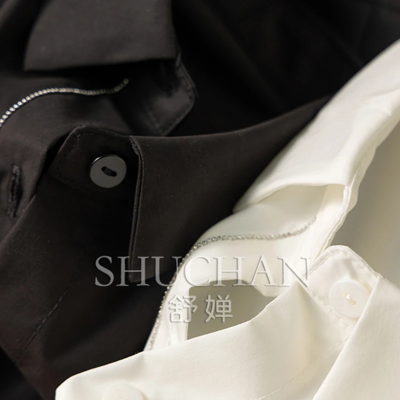 Quality Cotton High Count White Shirt Women  44B7  Blouses for Women Fashion 2025 Blusas Mujer De Moda