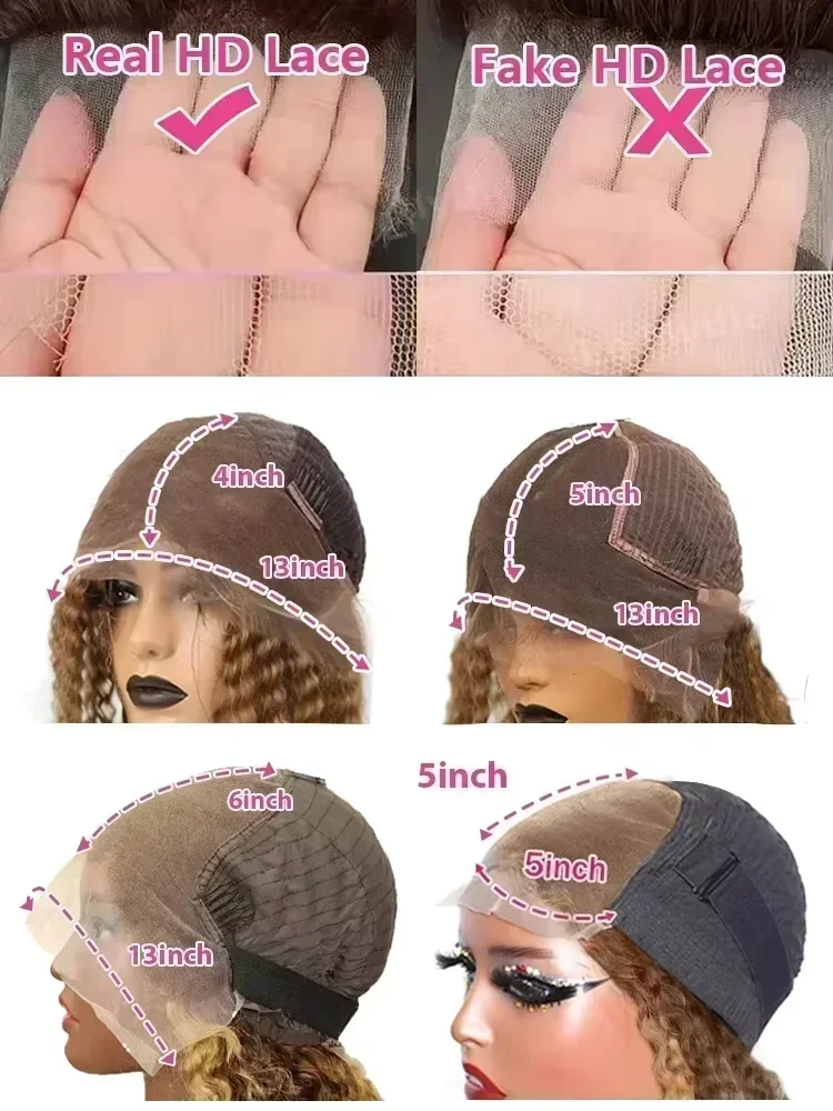 200 밀도 4/27 하이라이트 옴브레 딥 웨이브 프론탈 가발 13x6 HD 레이스 가발 40인치 곱슬 컬러 인모 가발 브라질리언 여성용