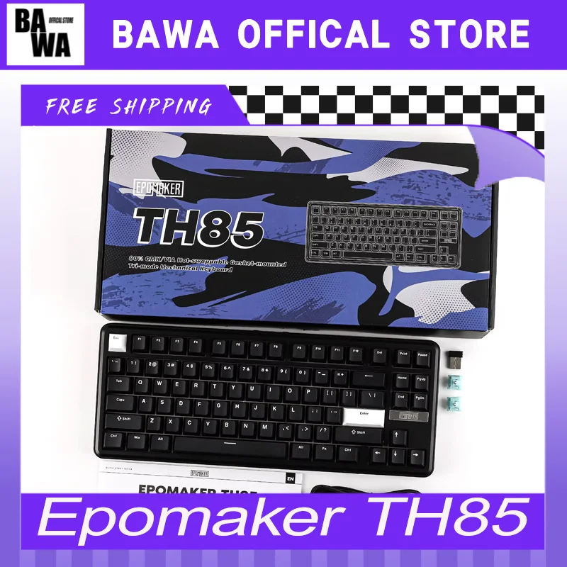 

Epomaker TH85 Mechanical Keyboard RGB 3mode Layout QMK/VIA Esports Gaming Keyboard Hot Swap Custom Office Keyboard Accessory Gif