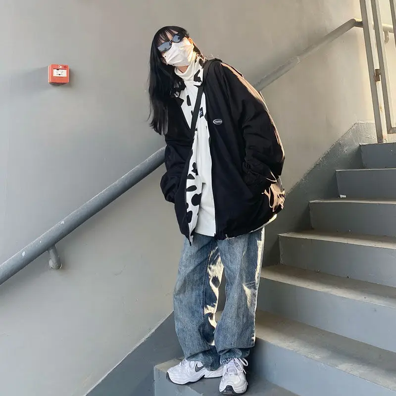 

Куртки женские универсальные серебряные академические вертикальные полоски стили западные пояса простота классический бомбер на молнии ретро осень