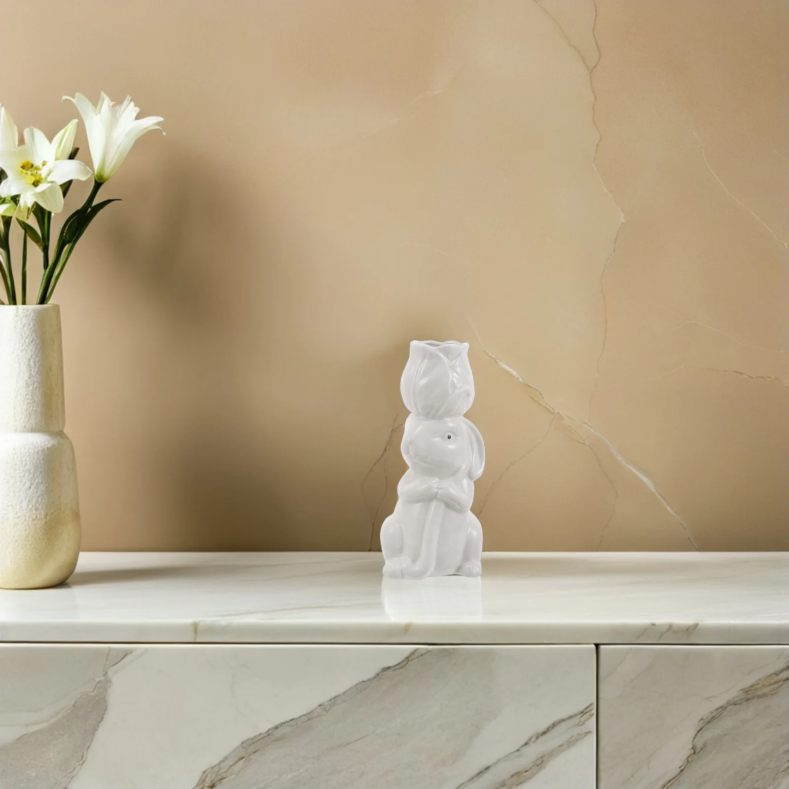 

Charming Ceramic Rabbit Shaped Vase Delicate Artistic Craftsmanship Ideal for Spring Easter Holiday Home Ornaments