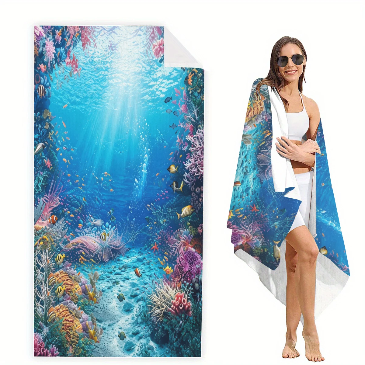 Polyester Beach Towel - Versatile Towel for Swimming, Fitness, Camping, Yoga, Travel and Beach Activities 4