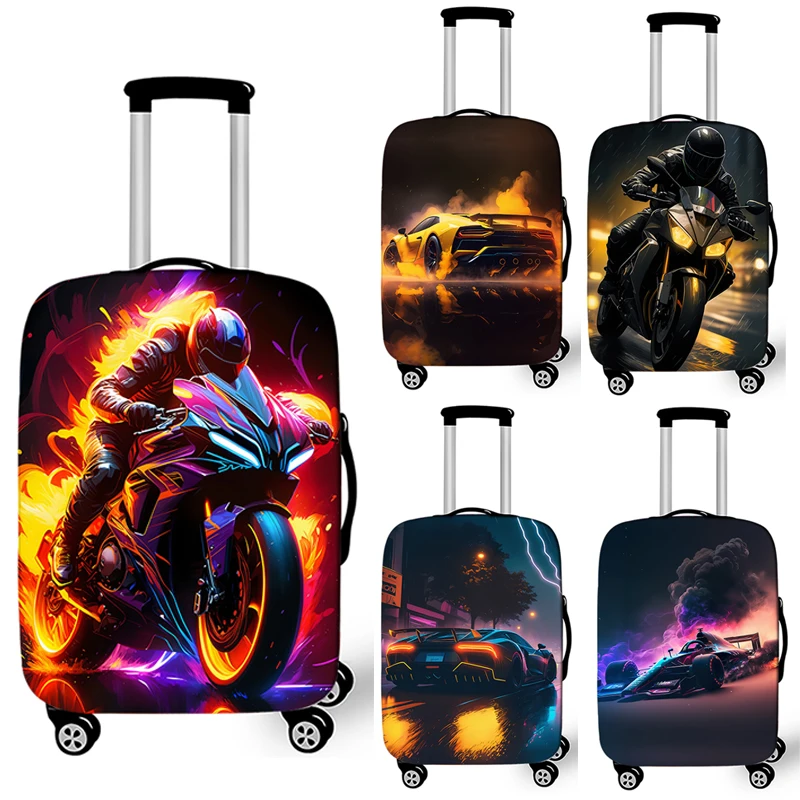 Motorcycle Racing Car Luggage Cover for Travel Motorbike Sport Car Graphic Suitcase Protective Cover Elastic Trolley Case Cover