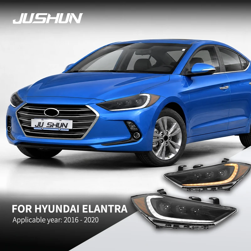 

﻿Car LED Headlamp Assembly For Hyundai Elantra Headlights 2016-2020 Upgrade Projector Lens Front Lights Automobile Parts