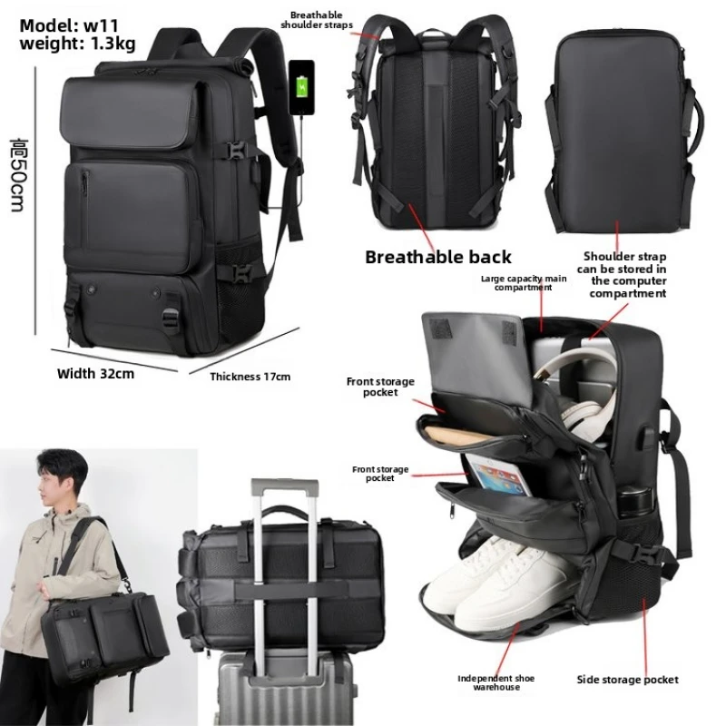 

Multifunctional Travel Backpack For Men Large Capacity Laptop Bag Waterproof Hiking Business Scalable Computer Backpack Fashion