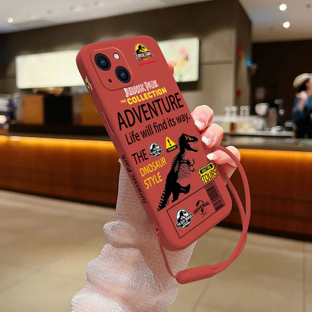 Coque Jurassic ParkS CapaS plate Phone Case For iPhone 15 14 13 12 11 Pro Max Mini X XR XS MAX SE20 8 7 Silicone with Hand Strap