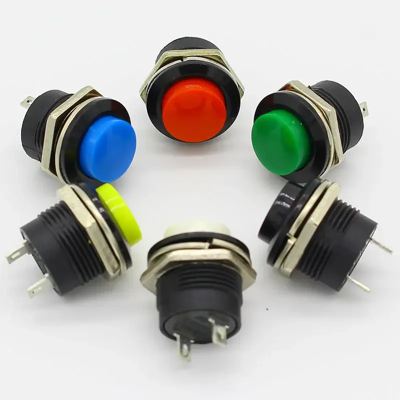 6 pcs R13-507 Momentary SPST NO Red Round Cap Push Button Switch AC 6A/125V 3A/250V 6color