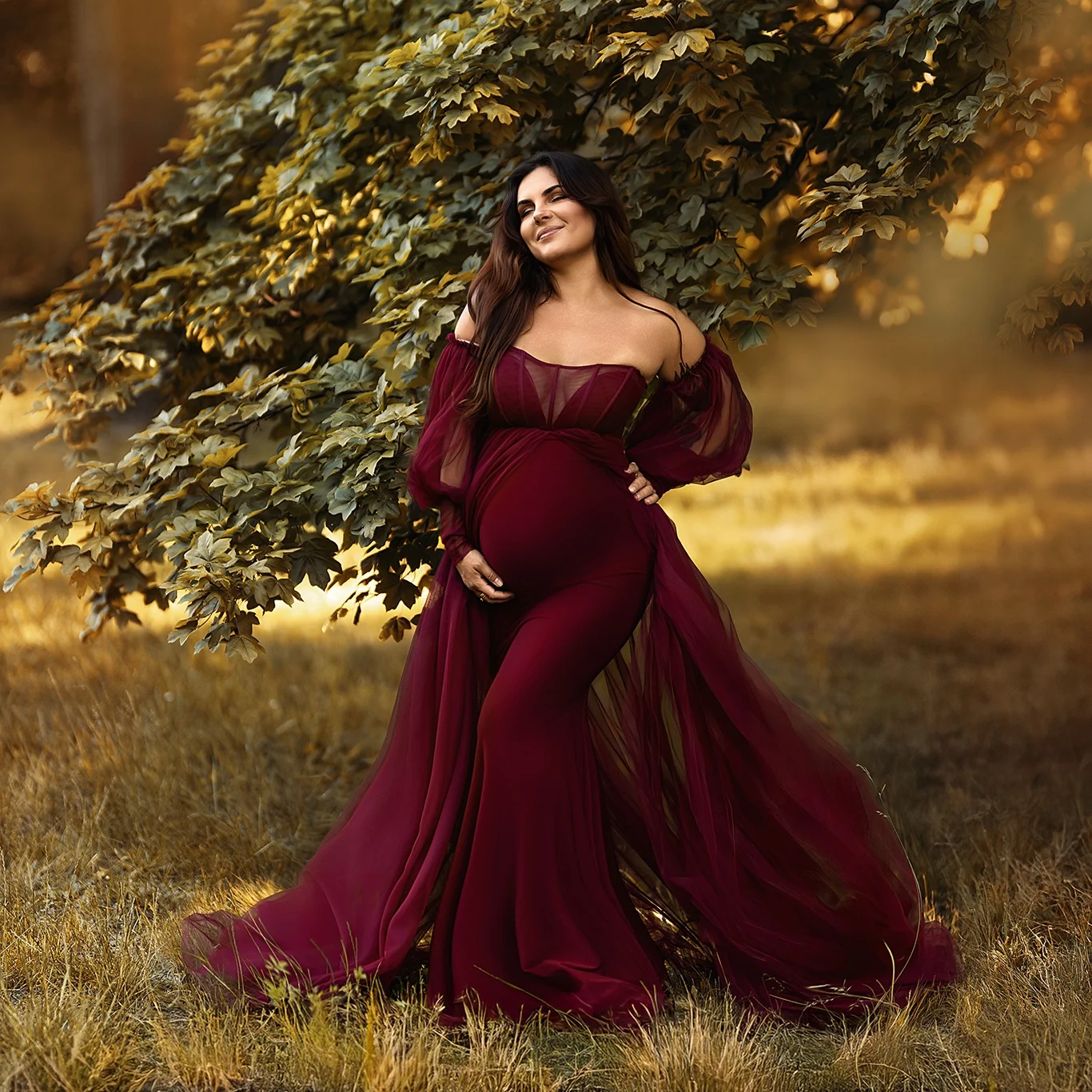 

Винтажное темно-красное платье для беременных для фотографии, трапециевидное платье с разрезом в форме сердца, торжественное платье для беременных, тюлевые платья для детского душа на заказ