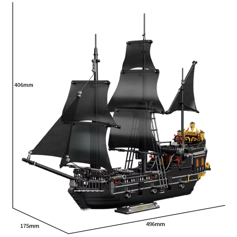 1424Pcs Black Pirates Ship Diy Adventure Boat Mini Bricks Building Blocks Assembled Model Toys for Boys Kids Christmas Gifts