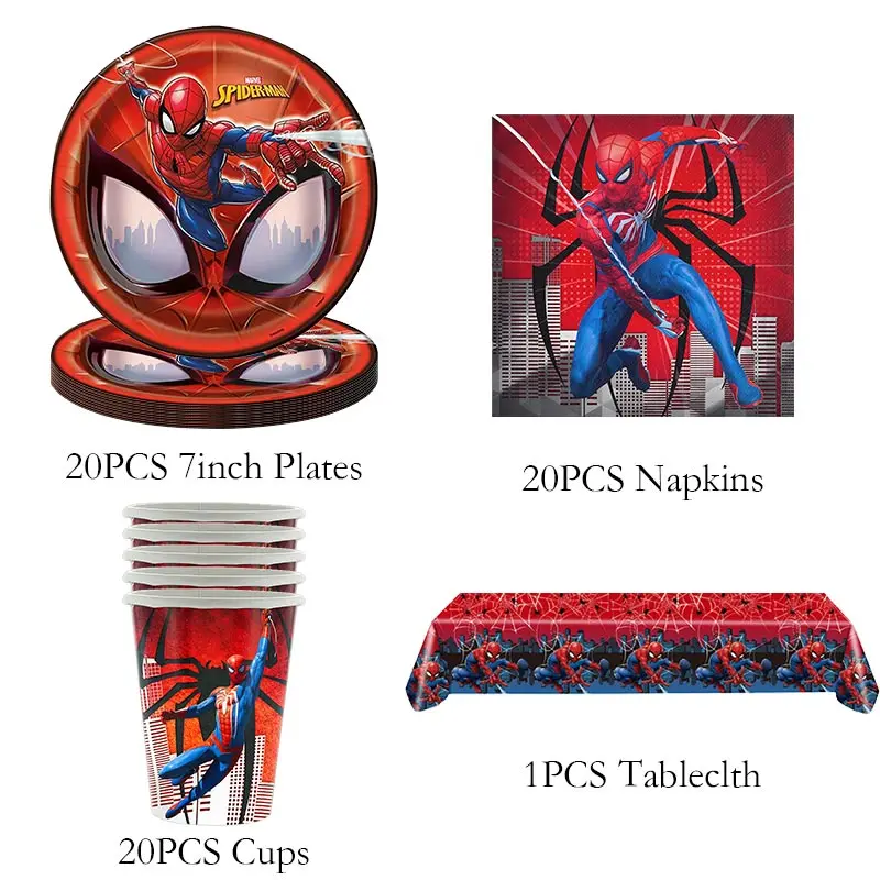 Spiderman Birthday Decoration Party stoviglie forniture per palloncini Red Spiderman Theme Cup Plate tovagliolo bambini ragazzi Happy Baby Shower