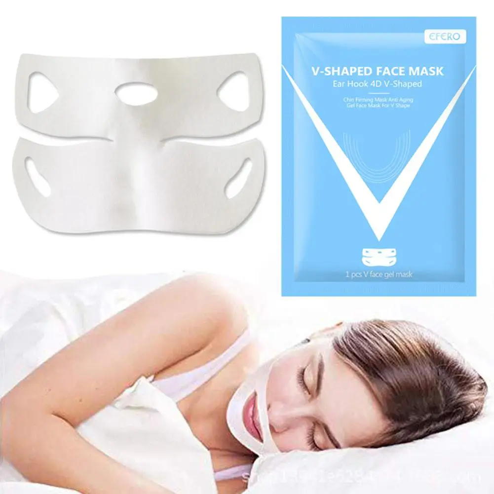 1Pc 4D Ear Hook V-shaped Face Mask Chin Firming Slimming Gel Face Masks Lifting Face Mask Bandage Double Chin V Shape Face Mask