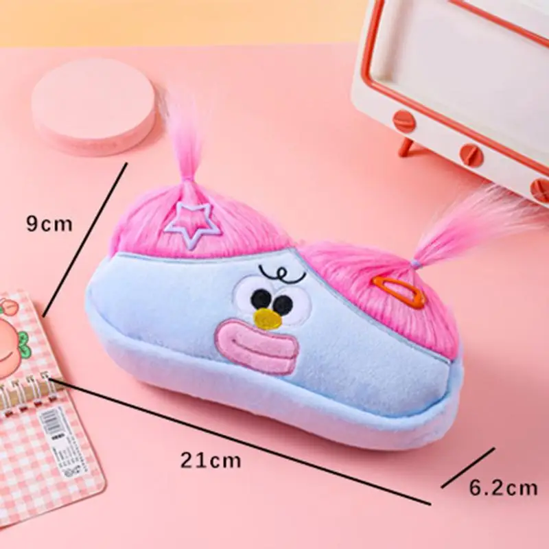 Bolsa de almacenamiento con forma de monstruo de ojos grandes y corazón de niña dulce, caja de papelería de peluche, muñeca fea explosiva, bolsa de bolígrafos de peluche con forma de intestino grueso.